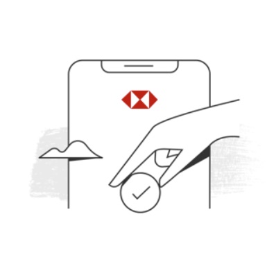 Graphic depicting a successful HSBC online transaction